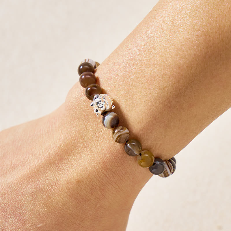 FuAttract Balance Harmony Luck Botswana Agate S999 Silver Chinese Zodiac Bracelet - image 3
