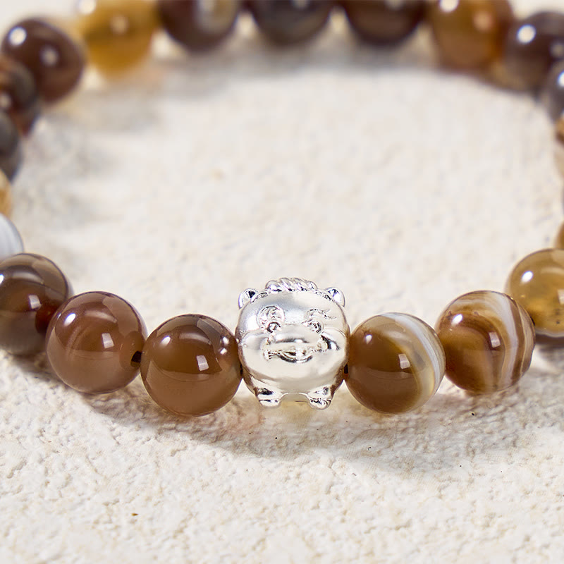 FuAttract Balance Harmony Luck Botswana Agate S999 Silver Chinese Zodiac Bracelet - image 4