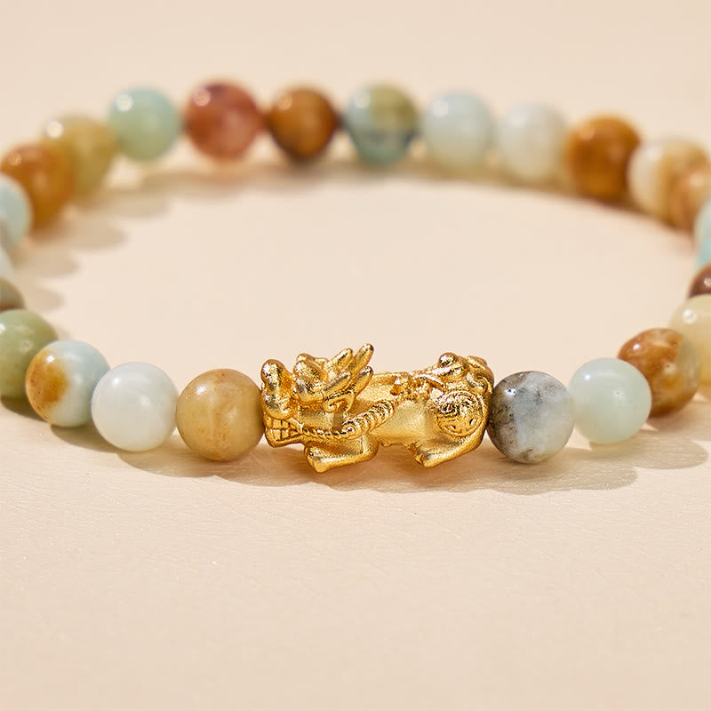 FuAttract Clarity & Prosperity Energy Protection Amazonite Pixiu Bracelet - image 4
