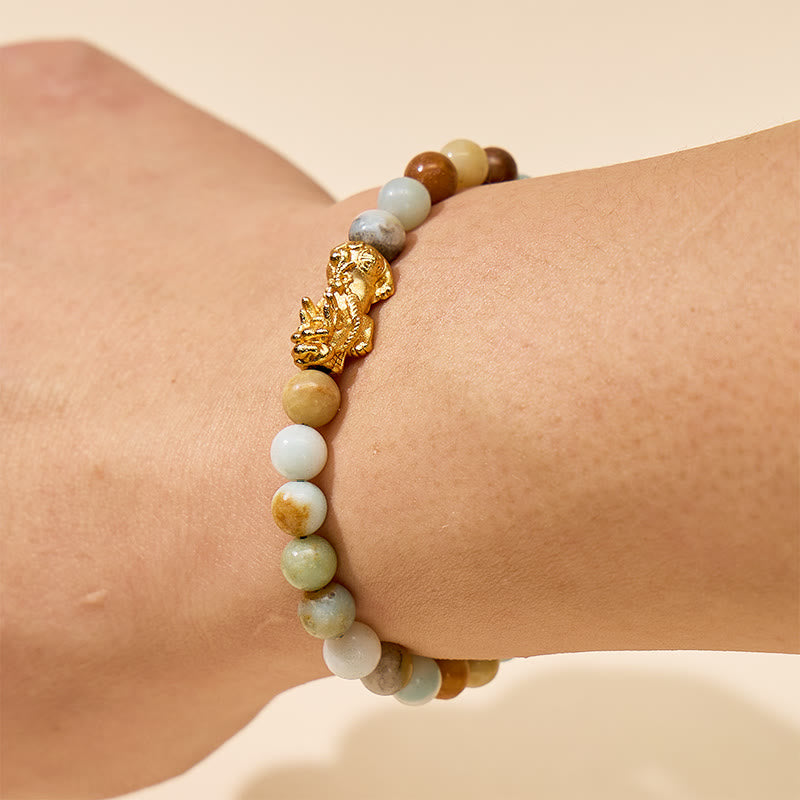FuAttract Clarity & Prosperity Energy Protection Amazonite Pixiu Bracelet - image 3