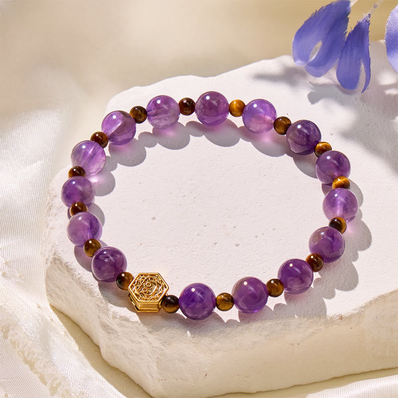 FuAttract Clarity & Courage Amethyst Tiger's Eye Chinese Zodiac Bracelet - image 2