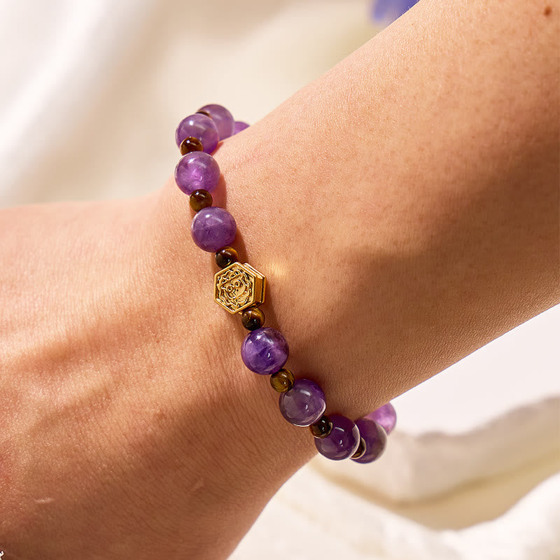 FuAttract Clarity & Courage Amethyst Tiger's Eye Chinese Zodiac Bracelet - image 3