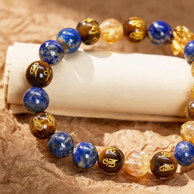 FuAttract Courage & Prosperity Lapis Lazuli Tiger's Eye Citrine Pixiu Bracelet - image 4