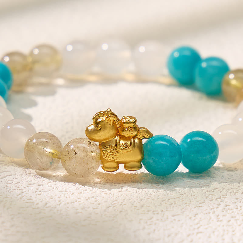 FuAttract Harmony Clarity & Intent White Agate Amazonite Golden Rutilated Quartz Bracelet - image 4