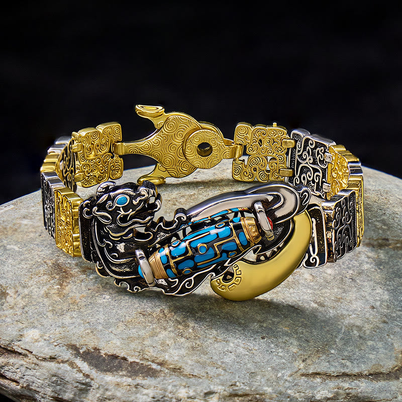 FuAttract Fortune Guardian Bracelet – Pixiu + Nine-Eyed Dzi Bead - image 1