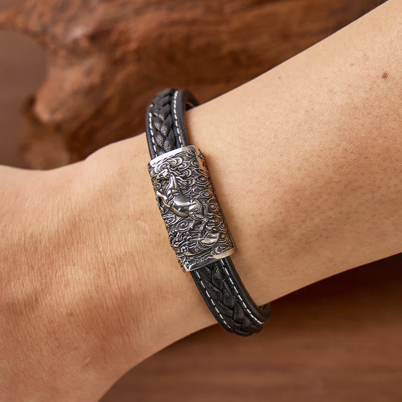 FuAttract Strength & Balance Chinese Zodiac Titanium Steel Leather Bracelet  - image 15
