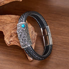 FuAttract Strength & Balance Chinese Zodiac Titanium Steel Leather Bracelet  - image 1