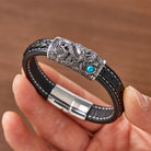 FuAttract Strength & Balance Chinese Zodiac Titanium Steel Leather Bracelet  - image 4