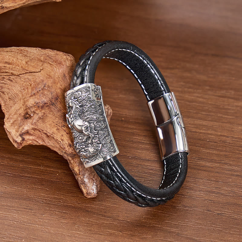 FuAttract Strength & Balance Chinese Zodiac Titanium Steel Leather Bracelet  - image 11