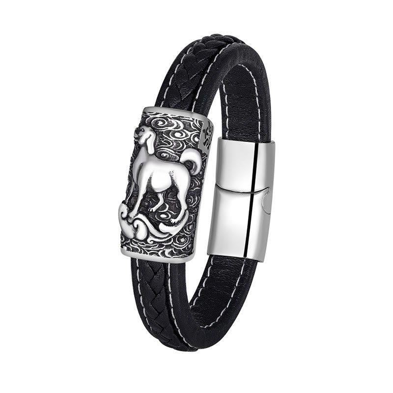 FuAttract Strength & Balance Chinese Zodiac Titanium Steel Leather Bracelet  - Dog - image 28