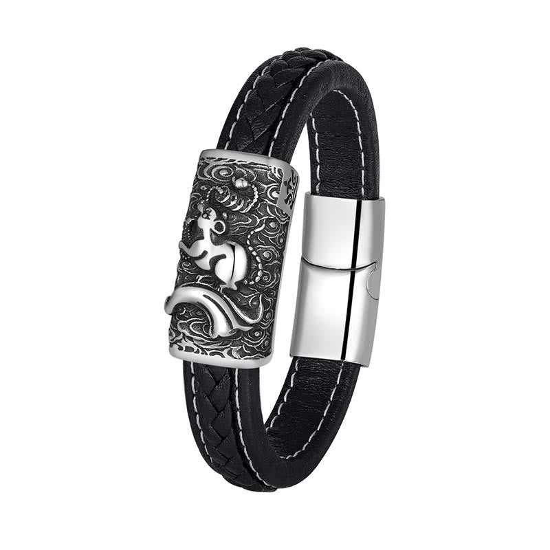 FuAttract Strength & Balance Chinese Zodiac Titanium Steel Leather Bracelet  - Rat - image 20