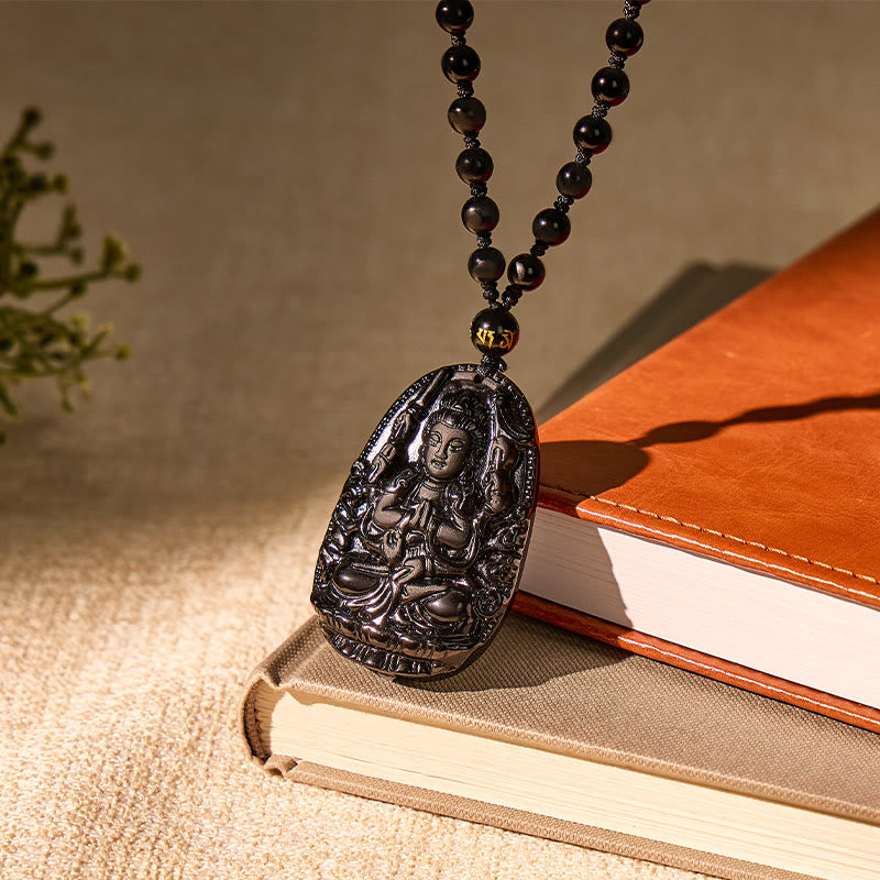FuAttract Protection & Grounding Zodiac Bodhisattva Black Obsidian Necklace - image 5