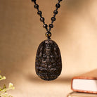 FuAttract Protection & Grounding Zodiac Bodhisattva Black Obsidian Necklace - Thousand-Armed Avalokiteshvara – Rat - image 0