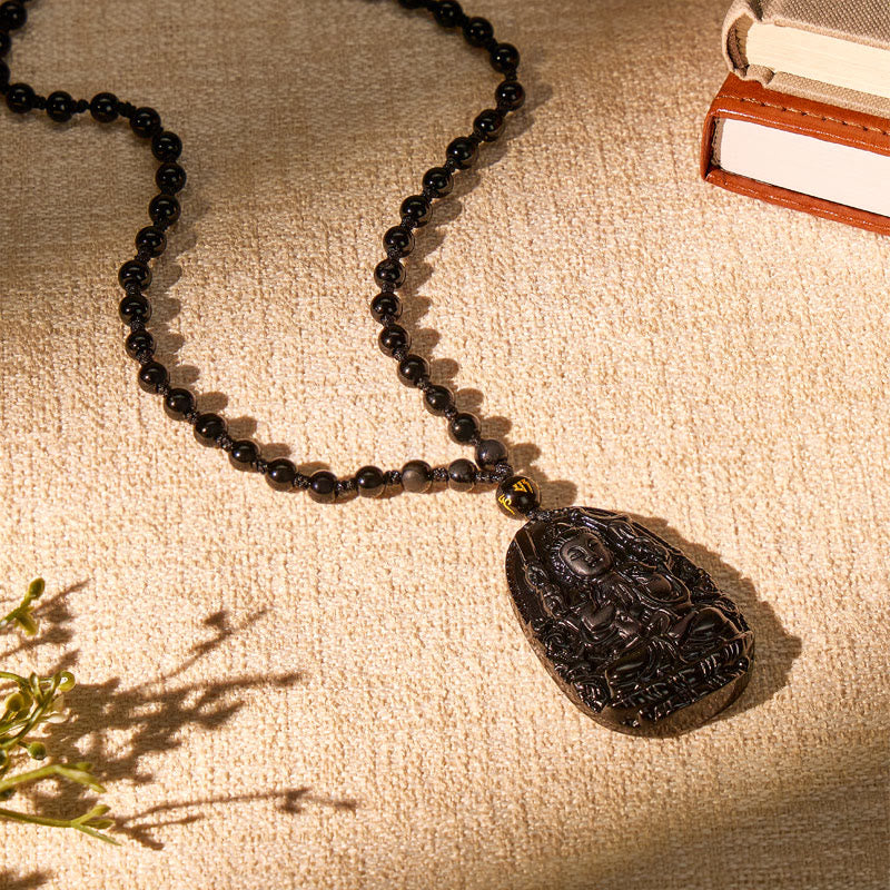 FuAttract Protection & Grounding Zodiac Bodhisattva Black Obsidian Necklace - image 6
