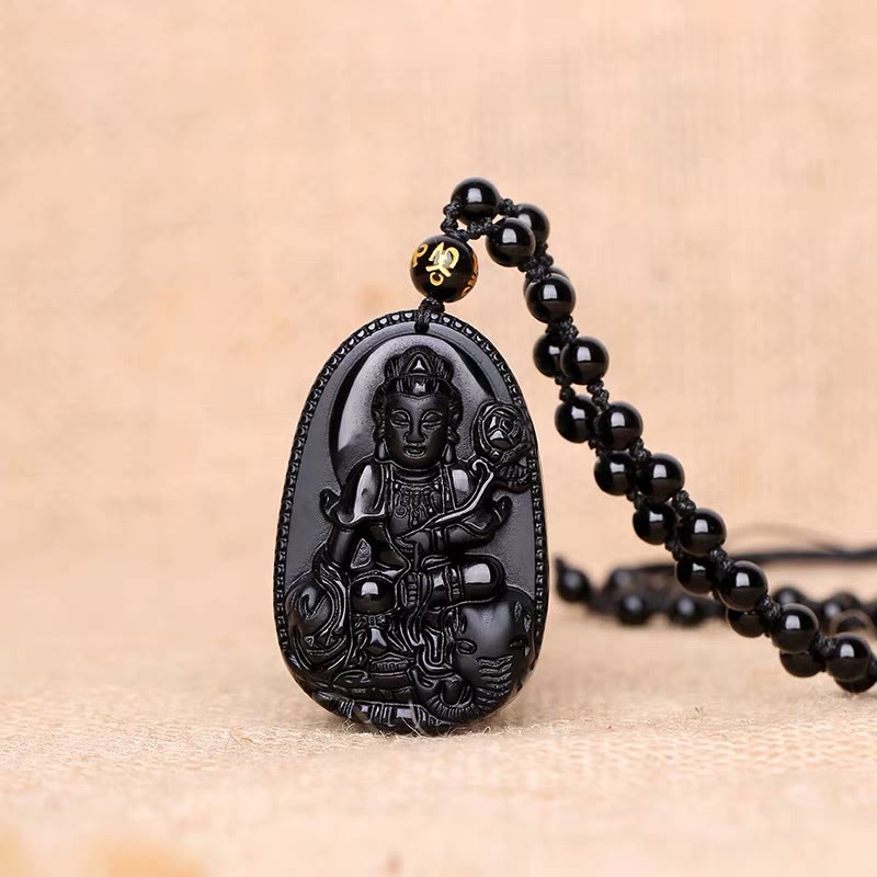 FuAttract Protection & Grounding Zodiac Bodhisattva Black Obsidian Necklace - Samantabhadra Bodhisattva – Dragon/Snake - image 13