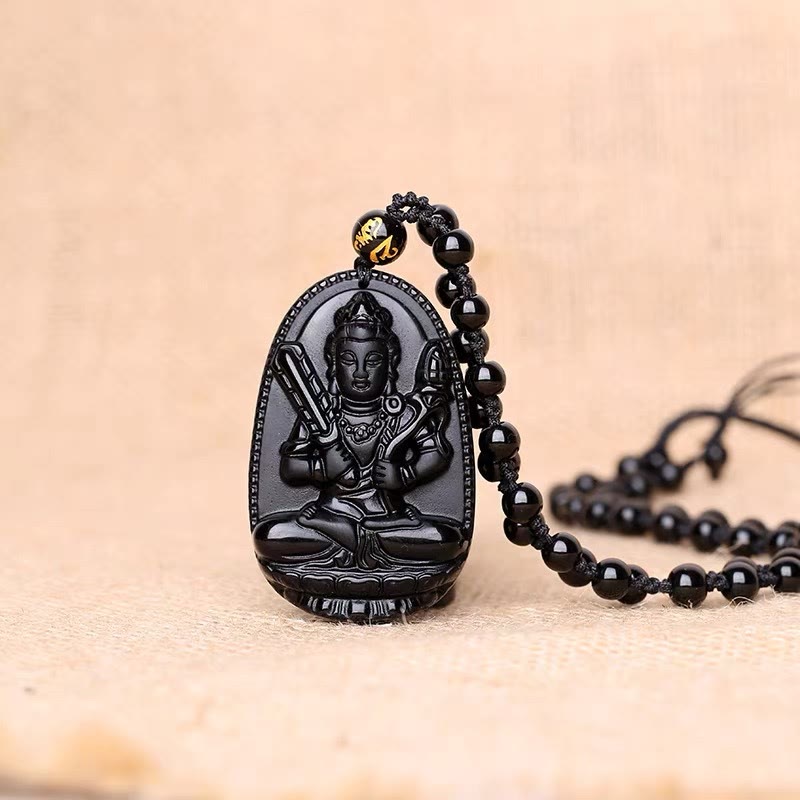FuAttract Protection & Grounding Zodiac Bodhisattva Black Obsidian Necklace - Akasagarbha Bodhisattva – Ox/Tiger - image 11