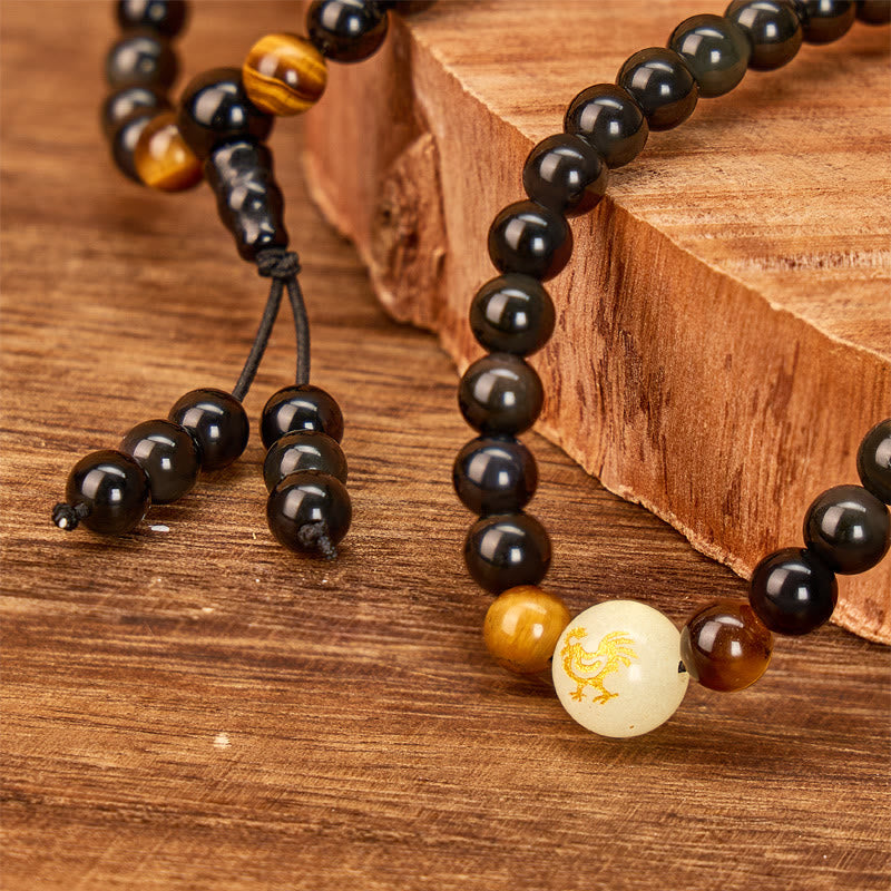 FuAttract Balance & Protection Chinese Zodiac Black Obsidian Luminous Stone Bracelet  - image 8