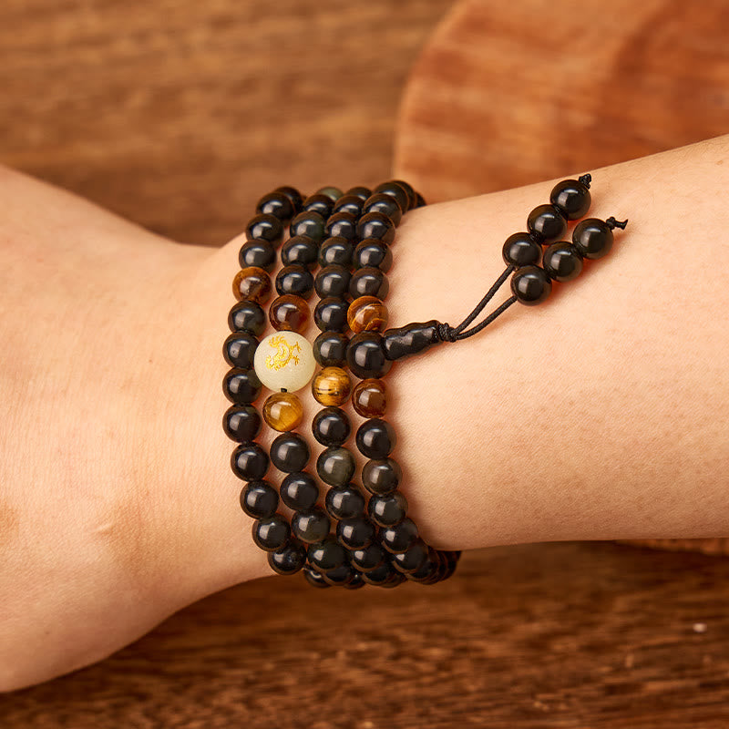 FuAttract Balance & Protection Chinese Zodiac Black Obsidian Luminous Stone Bracelet  - image 5