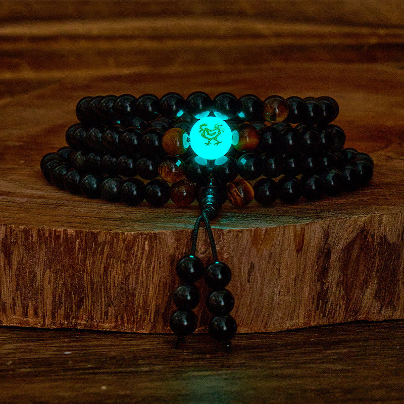 FuAttract Balance & Protection Chinese Zodiac Black Obsidian Luminous Stone Bracelet  - image 1