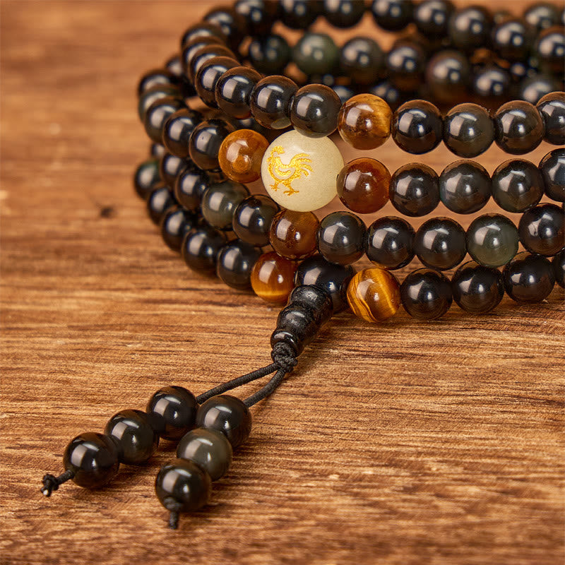 FuAttract Balance & Protection Chinese Zodiac Black Obsidian Luminous Stone Bracelet  - image 6
