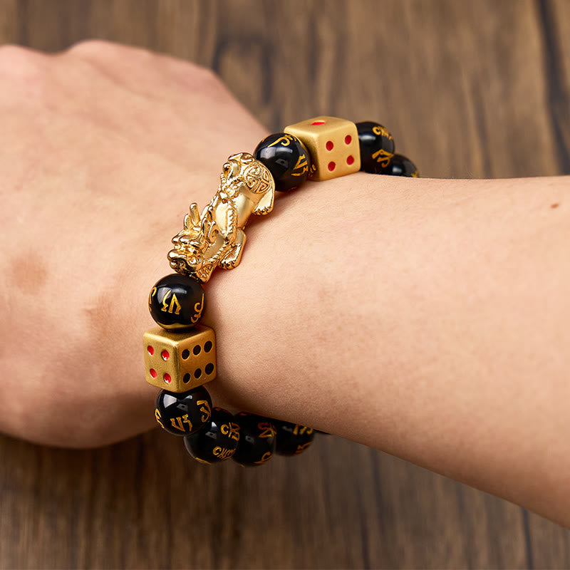 FuAttract Protection & Prosperity – Black Onyx Om Mani Padme Hum Pixiu Bracelet - image 4