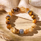 FuAttract Wealth Focus & Success Flow – Citrine Pyramid Tiger's Eye Pixiu Bracelet  - 12mm - image 0