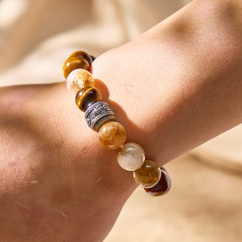 FuAttract Wealth Focus & Success Flow – Citrine Pyramid Tiger's Eye Pixiu Bracelet  - image 3