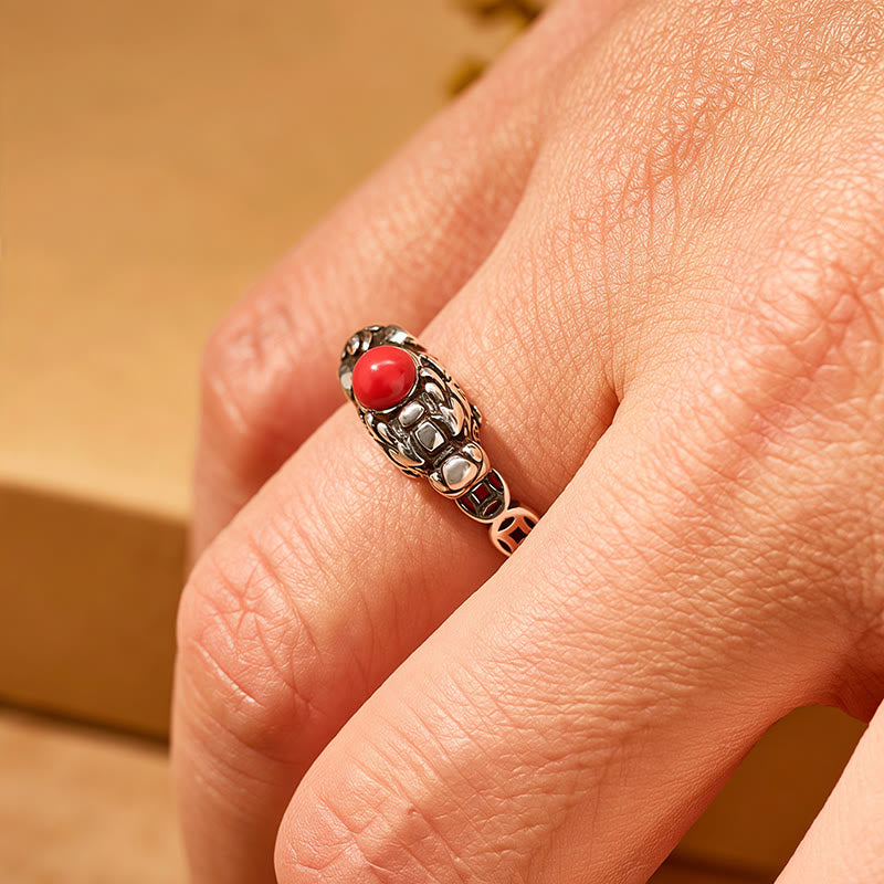FuAttract Wealth Attraction Prosperity Flow – Pixiu South Red Agate Turquoise Ring for Energy Balance - image 3