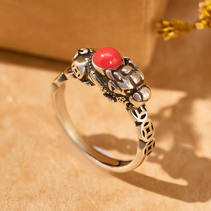 FuAttract Wealth Attraction Prosperity Flow – Pixiu South Red Agate Turquoise Ring for Energy Balance - image 2