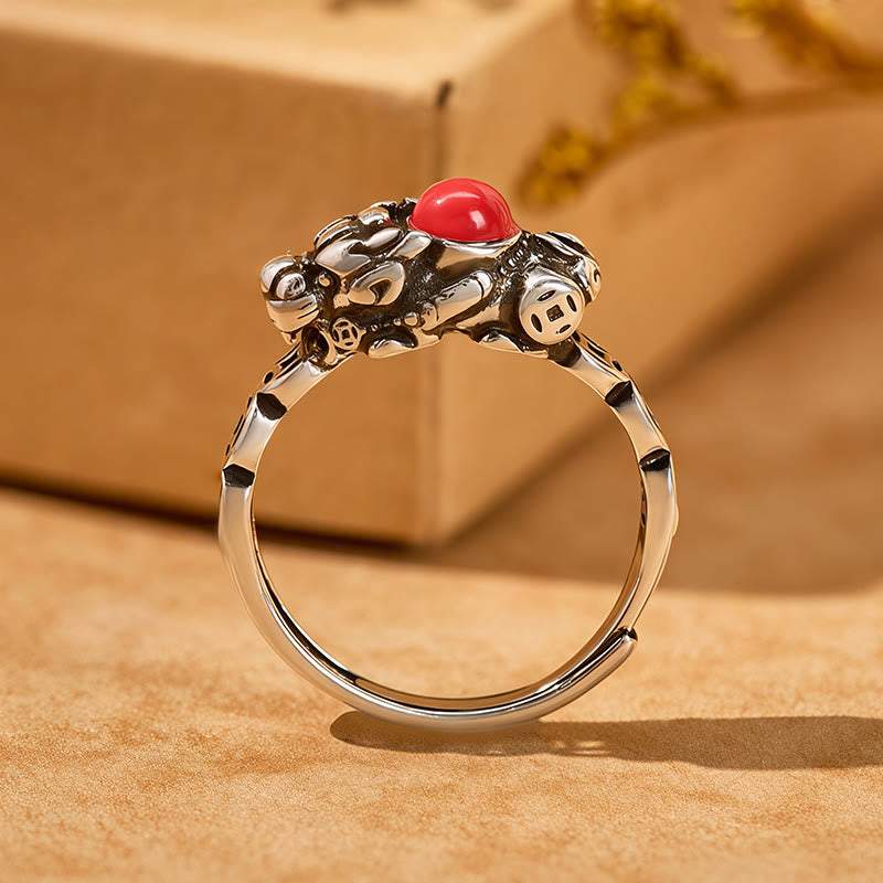 FuAttract Wealth Attraction Prosperity Flow – Pixiu South Red Agate Turquoise Ring for Energy Balance - image 1