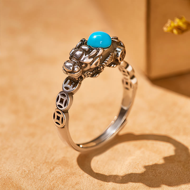 FuAttract Wealth Attraction Prosperity Flow – Pixiu South Red Agate Turquoise Ring for Energy Balance - Turquoise - image 6