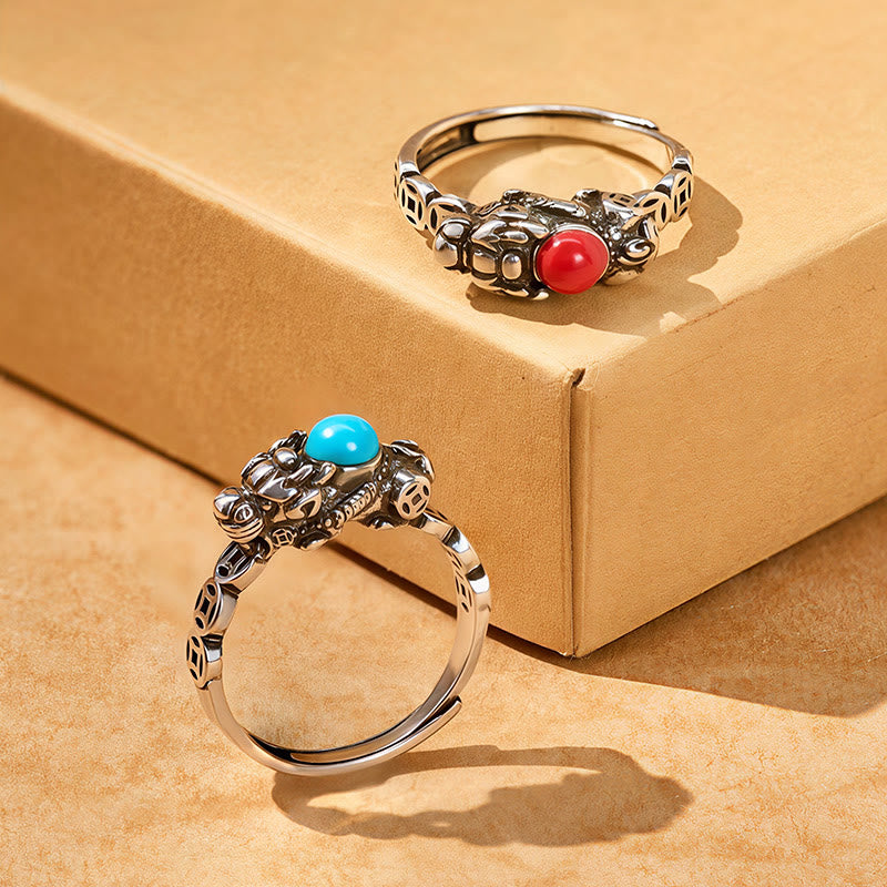 FuAttract Wealth Attraction Prosperity Flow – Pixiu South Red Agate Turquoise Ring for Energy Balance - image 5