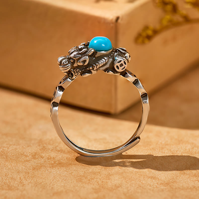 FuAttract Wealth Attraction Prosperity Flow – Pixiu South Red Agate Turquoise Ring for Energy Balance - image 7