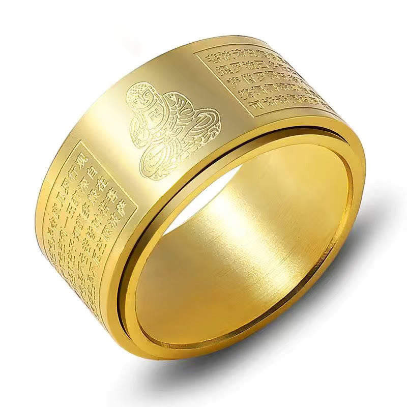 FuAttract Luck Strength & Protection Titanium Steel Chinese Zodiac Ring  - Gold - Goat & Monkey - US 13 - image 24