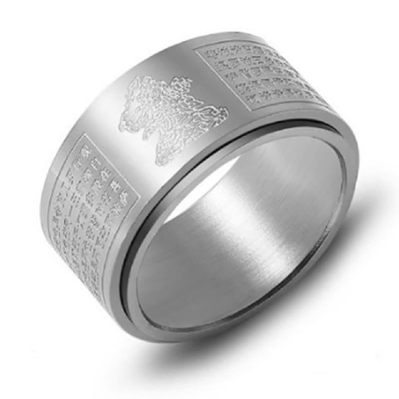 FuAttract Luck Strength & Protection Titanium Steel Chinese Zodiac Ring  - Silver - Rabbit  - US 13 - image 21