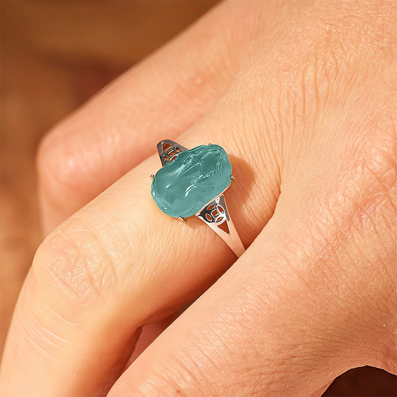 FuAttract Clarity Prosperity Wealth Attraction & Protection Blue Jadeite Pixiu Ring - image 3