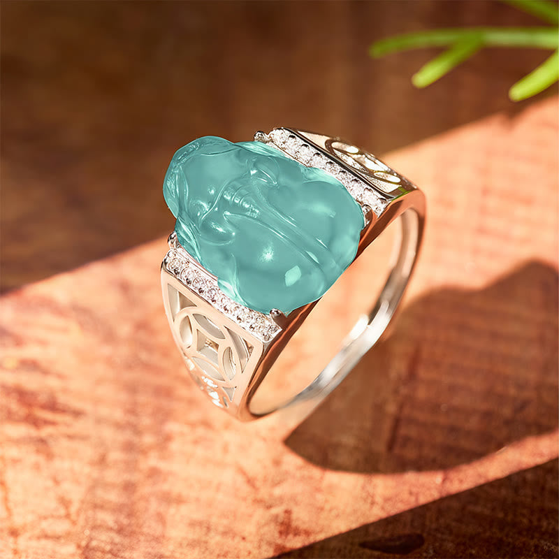 FuAttract Clarity Prosperity Wealth Attraction & Protection Blue Jadeite Pixiu Ring - image 7