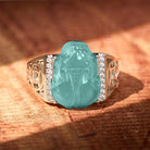 FuAttract Clarity Prosperity Wealth Attraction & Protection Blue Jadeite Pixiu Ring - Large Pi Xiu - image 5