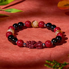 FuAttract Focus Strength & Prosperity – Cinnabar Black Obsidian Citrine Pyramid Pixiu Bracelet - 8mm - image 0