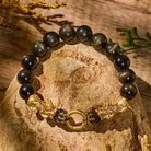 FuAttract Clarity Protection & Prosperity Golden Obsidian Pixiu Bracelet  - 10mm - image 0