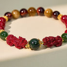 FuAttract Balance Courage & Prosperity – Cinnabar Hetian Jade Tiger's Eye Pixiu Bracelet - image 6
