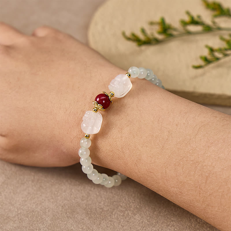 FuAttract Wealth Harmony Vitality & Prosperity Jade Red Agate Pixiu Bracelet - image 4