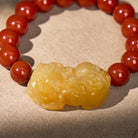 FuAttract Luck Wealth Courage & Prosperity South Red Agate Yellow Jade Pixiu Bracelet - image 4