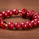 FuAttract  Balance Luck Inner Strength Chinese Zodiac Om Mani Mantra Cinnabar Red Agate Bracelet  - image 4