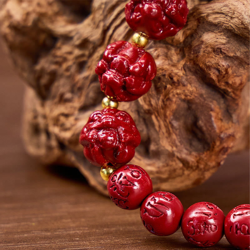 FuAttract  Balance Luck Inner Strength Chinese Zodiac Om Mani Mantra Cinnabar Red Agate Bracelet  - image 5