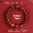FuAttract  Balance Luck Inner Strength Chinese Zodiac Om Mani Mantra Cinnabar Red Agate Bracelet  - Akasagarbha – Tiger - 10mm - image 14