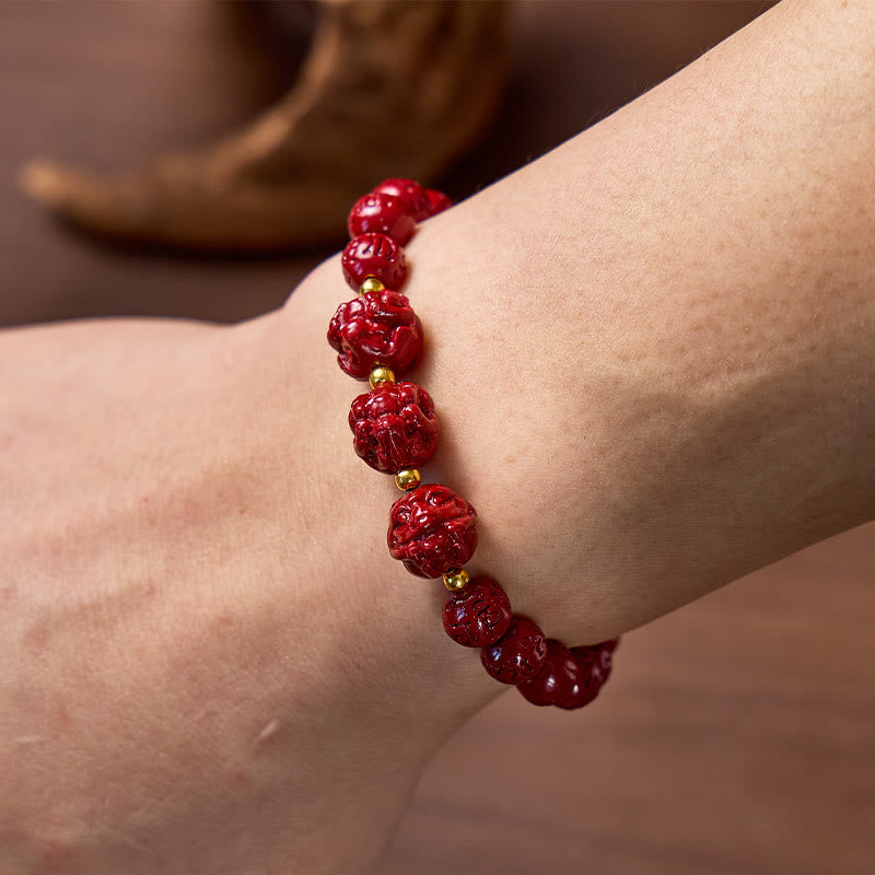 FuAttract  Balance Luck Inner Strength Chinese Zodiac Om Mani Mantra Cinnabar Red Agate Bracelet  - image 3