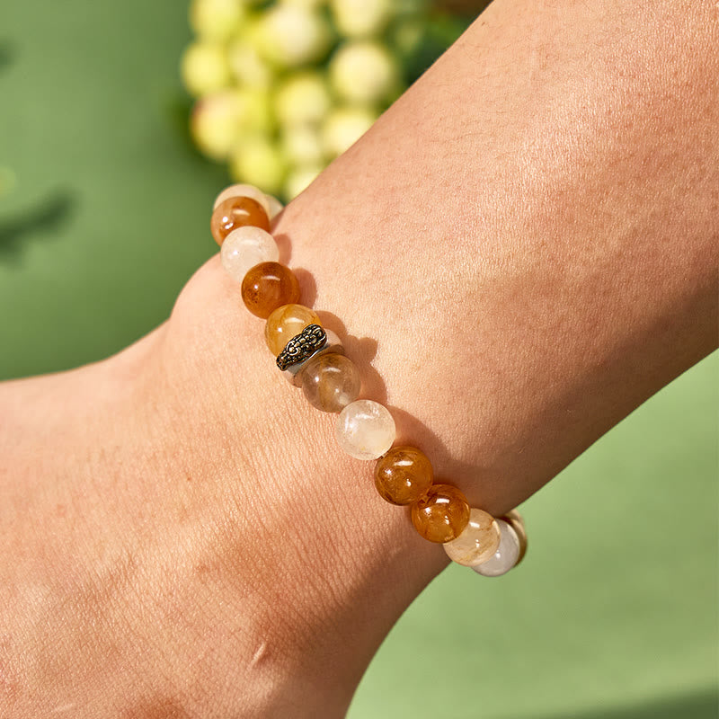 FuAttract Wealth Luck & Positive Energy Yellow Glue Flower Chinese Zodiac Pixiu Bracelet - image 5