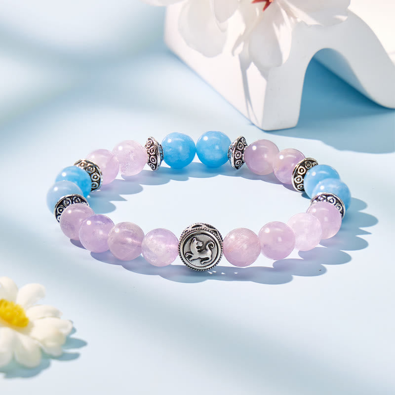 FuAttract Calm Clarity & Emotional Balance Amethyst Aquamarine Chinese Zodiac Bracelet - Tiger - image 0