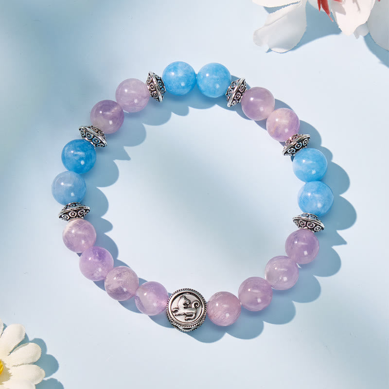 FuAttract Calm Clarity & Emotional Balance Amethyst Aquamarine Chinese Zodiac Bracelet - image 1
